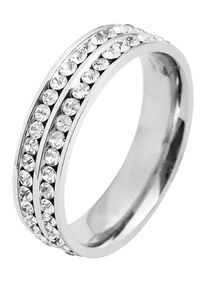 Adelia&acute;s Fingerring ADELIA&acute;S "Damen Ring aus Edelstahl mit Strass Steinchen" Gr. 54, silber, Fingerringe, Damen, 54, Edelstahl, Fingerring