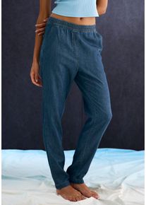 H.I.S. Jogger Pants H.I.S, Damen, Gr. 44/46, N-Gr, jeansblau, Obermaterial: 65% Lyocell, 35% Baumwolle, unifarben, Basic, bequem lang, Hosen Jogger Pants, gerade geschnitten, in Denim Optik