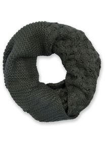 Strickschal styleBREAKER "Strick Loop mit Mustermix", Damen, gr&uuml;n (oliv, gr&uuml;n), Obermaterial: 100% Viskose CV., Modisch, Modet&uuml;cher Strickschal