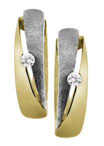 Paar Creolen Firetti "Schmuck Geschenk Gold 333 in Bicolor-Optik", gold (gelbgoldfarben, wei&szlig;goldfarben), Ohrringe, Damen, Gelbgold 333, Paar Creolen, mit Zirkonia (synth.)