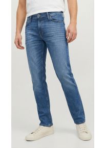 Jack & Jones Regular-fit-Jeans JACK & JONES "JJICLARK mit Used-Look und Stretch f&uuml;r den Alltag", Herren, Gr. 32, L&auml;nge 34, blau denim, Denim/Jeans, Obermaterial: 98% Baumwolle, 2% Elasthan, unifarben, regular fit lang, Jeans Regular-fit-Jeans, mit Abriebeffekten