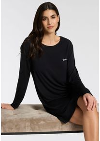 Nachthemd BOSS "Element", Damen, Gr. XXL, N-Gr, schwarz 001, Jersey, Obermaterial: 95% Viskose, 5% Elasthan, normal, Rundhals, B&uuml;ndchen, Kleider Nachthemd