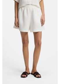 Shorts BOSS Orange "Tallan Premium Damenmode", Damen, Gr. 34, N-Gr, open wei&szlig; 118, Leinenmischung, Obermaterial: 53% Leinen, 47% Viskose, unifarben, kurz, Hosen Shorts, aus einem Leinen-Mix