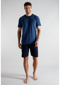 Shorty Tom Tailor, Herren, Gr. 56, blau, mittel, ringel, Single Jersey, Obermaterial: 100% Baumwolle, Homewear-Sets Shorty