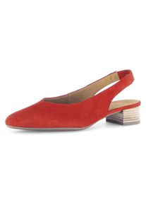 Slingpumps Gabor, Damen, Gr. 43, rot, Ziegenveloursleder, unifarben, Schuhe Slingpumps, Blockabsatz, Abendschuh, Sommerschuh mit elastischem Riemchen