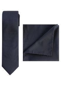 Krawatte BOSS "H-SET TIE-PKT SQ", Herren, dunkelblau, Web, Materialmix, gemustert, festlich, Krawatten Krawatte, mit Einstecktuch, Geschenkset