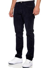 Cordhose INDICODE "INWerner", Herren, Gr. 28, L&auml;nge 32, blau (schwarz navy), Web, Obermaterial: 98% Baumwolle, 2% Elasthan, unifarben, regular fit normal, Hosen Cordhose