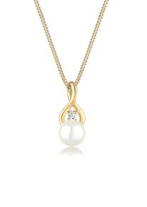 Silberkette Elli Premium "Halskette Infinity Unendlichkeit Topas 585 Gelbgold" Gr. 45, gold, Halsketten, Damen, Gelbgold 585, Silberkette