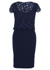 Etuikleid Vera Mont "Etuikleid mit Spitze", Damen, Gr. 36, EURO, blau (night sky), 95% Polyester PES. 5% Elasthan EL., Kleider Etuikleid