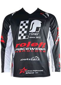 Trainingspullover Roleff "Motocross Jersey Mesh RO" Gr. XL, schwarz-wei&szlig; (schwarz, wei&szlig;), Pullover, Herren, XL, Obermaterial: 100% Polyester, Trainingspullover