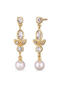 Paar Ohrstecker Elli "Ohrringe Ohrstecker mit Perlen von Swarovski Wei&szlig; 925 Sterling Silber" Gr. 31, gold, Ohrringe, Damen, Silber 925 (Sterlingsilber), Paar Ohrstecker