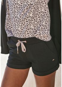 Shorts Lascana, Damen, Gr. 44/46, N-Gr, schwarz, Sweatware, Obermaterial: 60% Baumwolle, 40% Polyester, unifarben, bequem kurz, Hosen Shorts, mit Rippb&uuml;ndchen und Umschlagsaum, Loungewear, Topseller