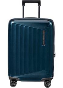 Hartschalen-Trolley Samsonite "NUON, verschiedene Gr&ouml;&szlig;en und Farben", Damen, Gr. B/H/T: 40cm x 55cm x 20cm 38 l, blau (metallic dunkelblau), Polycarbonat, unifarben, Koffer Hartschalen-Trolley, mit Volumenerweiterung, mit Tragegriff oben und seitlich