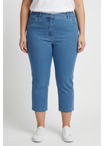 7/8-Hose KjBRAND "Betty", Damen, Gr. 42K (21), K-Gr, blau (denim bleached), Denim/Jeans, Obermaterial: 71% Baumwolle, 25% Polyester, 4% Elasthan, regular fit 7/8-L&auml;nge, Hosen 7/8-Hose, in gro&szlig;en Gr&ouml;&szlig;en