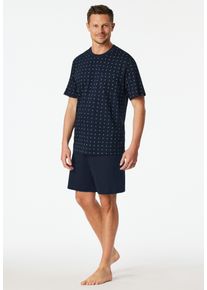 Schlafanzug Schiesser "Comfort Essentials", Damen, Gr. 54, 803, blau, Single Jersey, Obermaterial: 100% Baumwolle, bequem kurz, Rundhals, Homewear-Sets Schlafanzug, mit aufgesetzter Brusttasche