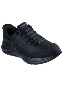 Slip-On Sneaker Skechers "CONTOUR FOAM", Damen, Gr. 48,5, schwarz, Lederimitat, Textil, Schuhe Slip-On Sneaker, Slipper, Schn&uuml;rschuh in veganer Verarbeitung, Cozy Fit&trade;-Komfort