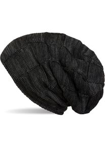 Strickm&uuml;tze styleBREAKER "Feinstrick Beanie mit Karo Strick", Damen, schwarz, 100% Viskose CV., Modisch, M&uuml;tzen Strickm&uuml;tze