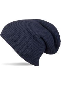 Strickm&uuml;tze styleBREAKER "Feinstrick Beanie doppelt gestrickt", Damen, blau (dunkelblau), Obermaterial: 100% Polyacryl PAN., Modisch, M&uuml;tzen Strickm&uuml;tze