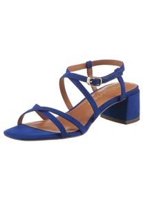 Sandalette Tamaris, Damen, Gr. 39, blau (royalblau), Textil, Veloursleder, unifarben, Schuhe Sandalette, Sommerschuh, Sandale, Blockabsatz, mit feinen Riemchen