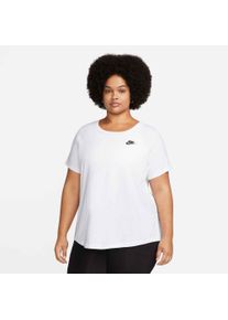 T-Shirt Nike Sportswear "CLUB ESSENTIALS WOMEN'S T-SHIRT (PLUS SIZE)", Damen, Gr. 3X (56/58), wei&szlig;, Obermaterial: 100% Baumwolle, Shirts T-Shirt, etwas weiterer Schnitt, k&uuml;rzere L&auml;nge am Body, sportlicher Stil