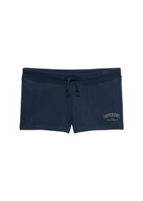 Shorts Superdry "ATH ESS JERSEY SCRIPT SHORT", Damen, Gr. S, N-Gr, navy, Jersey, Obermaterial: 100% Baumwolle, meliert, slim fit ca. Mitte Oberschenkel, Hosen Shorts