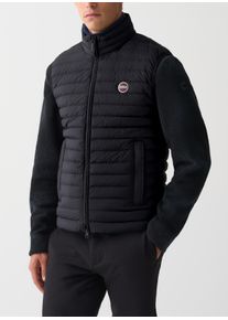 Daunenweste COLMAR "MENS DOWN VEST", Herren, Gr. 50, schwarz (schwarz, grau), Web, Obermaterial: 100% Nylon. Futter: 100% Nylon. Wattierung: 90% Entendaune, 10% Entenfeder, unifarben, regular fit normal, hoch geschlossener Ausschnitt, Westen Daunenweste, regular fit, mit Stehkragen