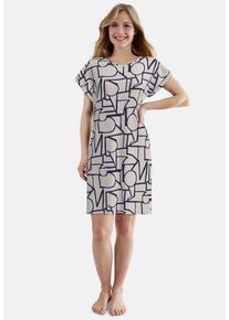 Nachthemd Tom Tailor, Damen, Gr. 44, N-Gr, braun, hell, allover, Single Jersey, Obermaterial: 95% Viskose, 5% Elasthan, bequem knielang, Rundhals, gerader Abschluss, Kleider Nachthemd, knielang, mit Muster, Kurzarm, Rundhalsausschnitt, Viskosemix