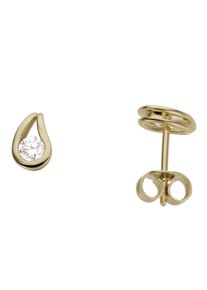 Paar Ohrstecker Firetti "Schmuck Geschenk Gold 333 Ohrschmuck Tropfen", gold (gelbgoldfarben, kristallwei&szlig;, kristallwei&szlig;), Ohrringe, Damen, Gelbgold 333, Paar Ohrstecker, mit Zirkonia (synth.)