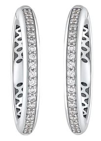 JOOP! Paar Creolen JOOP "2030954", silberfarben, wei&szlig;, kristallwei&szlig;, Ohrringe, Damen, 30mm, Silber 925 (Sterlingsilber), Paar Creolen, Made in Germany - mit Zirkonia (synth.)