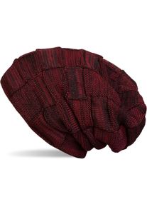 Strickm&uuml;tze styleBREAKER "Feinstrick Beanie mit Karo Strick", Damen, rot (bordeaux, rot), 100% Viskose CV., Modisch, M&uuml;tzen Strickm&uuml;tze