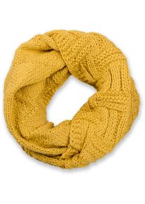 Strickschal styleBREAKER "Strick Loop mit Gitter und Rippenmuster", Damen, curry, Obermaterial: 100% Viskose CV., Modisch, Modet&uuml;cher Strickschal