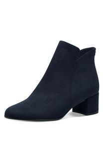 Stiefelette Tamaris, Damen, Gr. 40, blau (navy), Textil, Veloursleder, unifarben, Schuhe Stiefelette, Blockabsatz, Basicstiefelette in veganer Verarbeitung, schmale Form