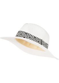 Sonnenhut styleBREAKER "Panama Strohhut Hutband Azteken Muster", Herren, wei&szlig;, Obermaterial: 100% Papierstroh PAS., Modisch, H&uuml;te Sonnenhut