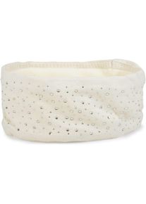 Stirnband styleBREAKER "Feinstrick Stirnband mit Strass", Damen, wei&szlig; (creme, wei&szlig;), Obermaterial: 100% Viskose CV., Modisch, M&uuml;tzen Stirnband