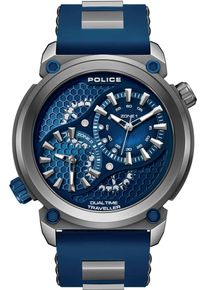 Multifunktionsuhr Police "BOA", blau, Armbanduhren, Herren, Multifunktionsuhr, Quarzuhr, Armbanduhr, Herrenuhr, Silikonarmband, analog, Dualzeit