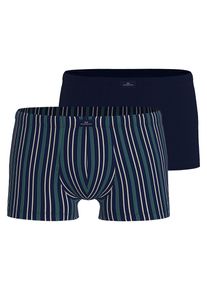 G&ouml;tzburg Retro Pants G&Ouml;TZBURG "Edingburgh", Herren, Gr. 8, blau, dunkel, streifen, Single Jersey, Obermaterial: 95% Baumwolle, 5% Elasthan, eng, Unterhosen Retro Pants, gestreift, basic, kurz, eng, atmungsaktiv, mit Logo, Baumwollmix