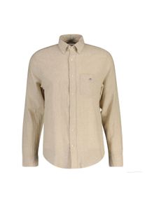 Langarmhemd Gant "Hemd REGULAR COTTON LINEN SHIRT 1er Pack", Herren, Gr. M, N-Gr, beige, Obermaterial: 55% Leinen LI. 45% Baumwolle CO., Hemden Langarmhemd