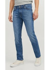 Jack & Jones Regular-fit-Jeans JACK & JONES "JJICLARK mit Used-Look und Stretch f&uuml;r den Alltag", Herren, Gr. 29, L&auml;nge 32, blau denim, Denim/Jeans, Obermaterial: 98% Baumwolle, 2% Elasthan, unifarben, regular fit lang, Jeans Regular-fit-Jeans, mit Abriebeffekten