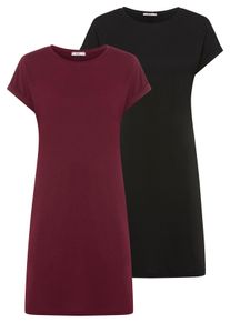 Shirtkleid Flashlights, Damen, Gr. 52/54, N-Gr, schwarz, bordeaux, Single Jersey, Obermaterial: 50% Baumwolle, 50% Modal, unifarben, figurumspielend kniefrei, Rundhals, Aufschlag, Kleider Shirtkleid, aus Single Jersey, figurumspielende Passform, perfektes Basic, Sparset