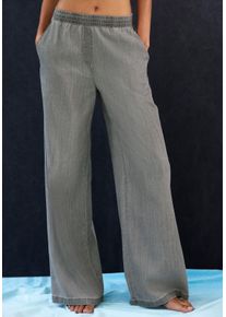 H.I.S. Schlupfhose H.I.S, Damen, Gr. 44/46, N-Gr, grau, Obermaterial: 65% Lyocell, 35% Baumwolle, unifarben, Basic, figurumspielend lang, Hosen Schlupfhose, weites Bein, in Denim Optik