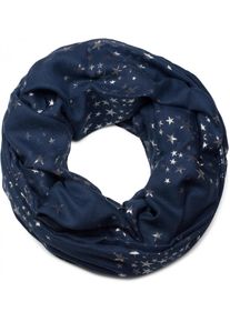 Loop styleBREAKER "Loop Schal mit Metallic Sterne Print", Damen, dunkelblau, Obermaterial: 50% Viskose CV. 50% Baumwolle CO., Modisch, Modet&uuml;cher Loop