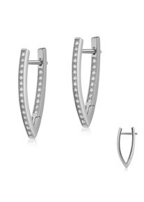 Paar Creolen Firetti "Schmuck Geschenk Silber 925 Ohrschmuck Ohrringe Dreieck", silberfarben, kristallwei&szlig;, kristallwei&szlig;, Ohrringe, Damen, Silber 925 (Sterlingsilber), Paar Creolen, Made in Germany - mit Zirkonia (synth.)