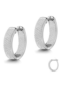 Paar Creolen Firetti "Schmuck Geschenk Silber 925 Ohrschmuck Ohrringe", silberfarben, kristallwei&szlig;, kristallwei&szlig;, Ohrringe, Damen, 20mm, Silber 925 (Sterlingsilber), Paar Creolen, Made in Germany - mit Zirkonia (synth.)