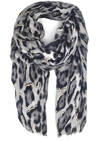 Schal styleBREAKER "Schal Leoparden Muster Gold Metallic", Damen, grau, schwarz, Obermaterial: 50% Viskose CV. 50% Baumwolle CO., Modisch, Modet&uuml;cher Schal