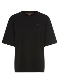T-Shirt BOSS Orange "Eregular Premium Damenmode", Damen, Gr. XS, schwarz 001, Single Jersey, Obermaterial: 100% Baumwolle, unifarben, relaxed fit normal, Rundhals, Shirts T-Shirt, mit Logo-Detail, Relaxed Fit