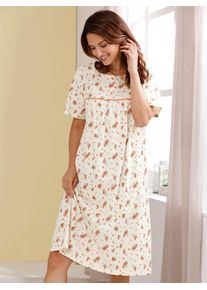 w&auml;schepur Nachthemd W&Auml;SCHEPUR "Nachthemd", Damen, Gr. 48/50, Normalgr&ouml;&szlig;en, champagner, apricot, bedruckt, 100% Baumwolle, bedruckt, gebl&uuml;mt, gemustert, mehrfarbig, Kleider Nachthemd