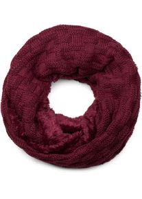 Strickschal styleBREAKER "Feinstrick Loop mit Flecht Muster und Teddyfleece", Damen, bordeaux, violett, Obermaterial: 100% Viskose CV., Modisch, Modet&uuml;cher Strickschal