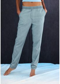 H.I.S. Jogger Pants H.I.S, Damen, Gr. 44/46, N-Gr, hellblau, Obermaterial: 65% Lyocell, 35% Baumwolle, unifarben, Basic, bequem lang, Hosen Jogger Pants, gerade geschnitten, in Denim Optik