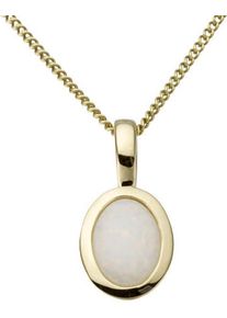 Kettenanh&auml;nger Firetti "Schmuck Geschenk Gold 333 Halsschmuck Anh&auml;nger oval", gold (gelbgoldfarben, wei&szlig;, wei&szlig;), Schmuckanh&auml;nger, Damen, Gelbgold 333, 0,91 g, Kettenanh&auml;nger, mit Opal
