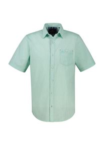 Kurzarmhemd Lerros, Damen, Gr. 3XL, N-Gr, mint water, Web, Obermaterial: 80% Baumwolle, 20% Leinen, unifarben, regular fit normal, ohne Ausschnitt, gerader Abschluss, Hemden Kurzarmhemd, mit Logo Stickerei